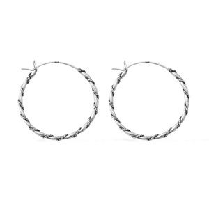 Sterling silver rope hoop earrings